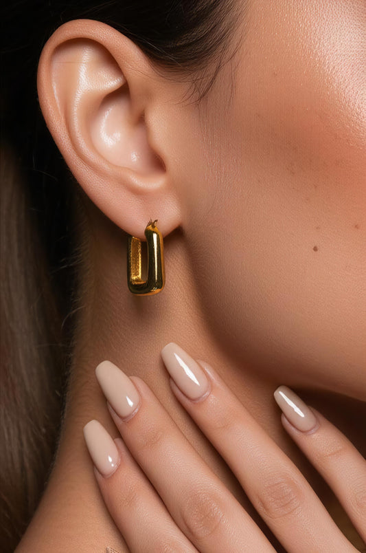 Milano Collection 18k Gold Hoops – Square Design – 3.24g – 1.8cm