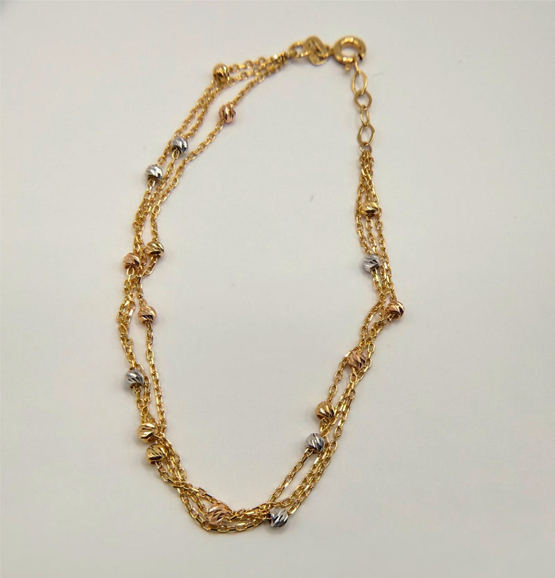 18k Gold Bracelet with White and Rose Gold Spheres - 2.43g - Milano Collection