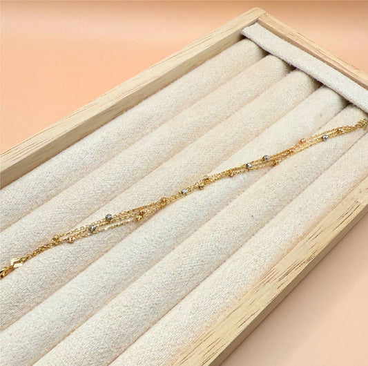 18k Gold Bracelet with White and Rose Gold Spheres - 2.43g - Milano Collection