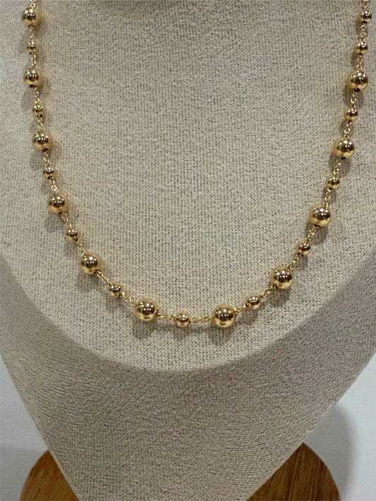 18k Gold Smooth Spheres Necklace - 5.62g - Siena Collection - Elegant Jewelry
