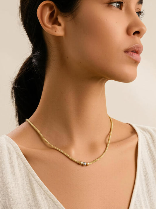 18k Gold Choker Venezia Collection – Special Italian Fabric – 13.20g