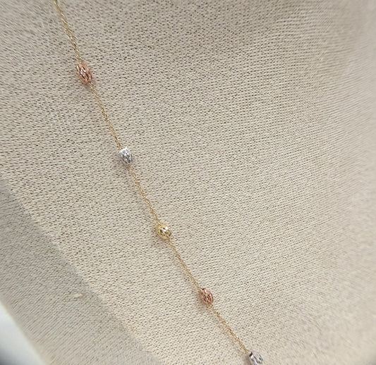 18k Gold Necklace with White and Rose Gold Spheres - 3.70g - Smooth Spheres - Siena Collection