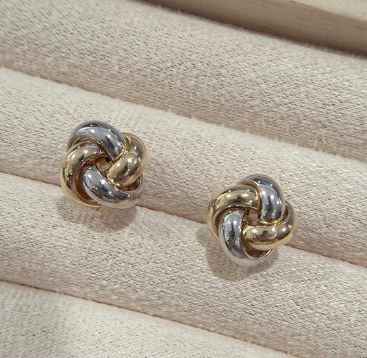 Cartier Node D'Amore Collection Yellow and White Gold Earrings – 2.70g – Fine Jewelry