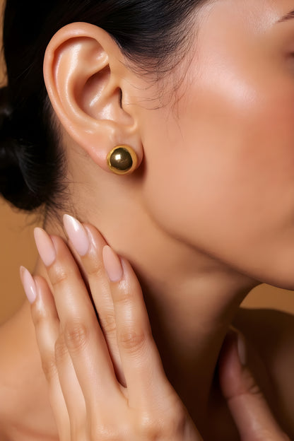 18k Gold Large Ball Earrings - 3.60g - Siena Collection - Elegant Jewelry