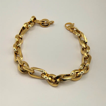 18k Gold Large Link Bracelet - 6.13g - Genoa Collection