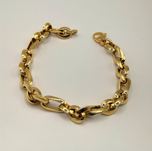 18k Gold Large Link Bracelet - 6.13g - Genoa Collection